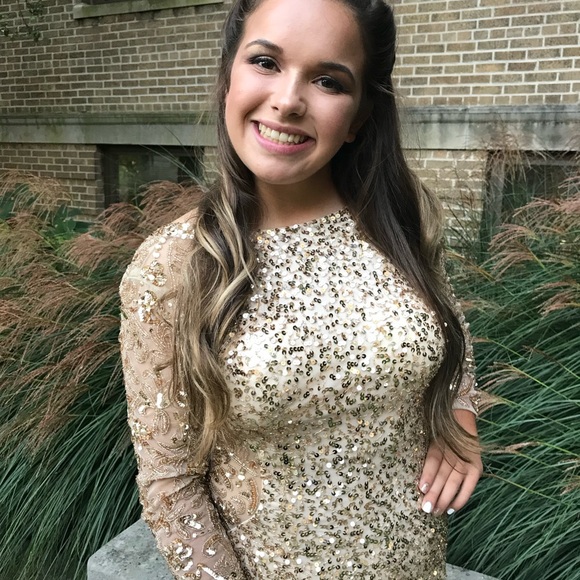 Homecoming- SCALA Gold Sequined Formal Dress *EUC - Picture 6 of 8